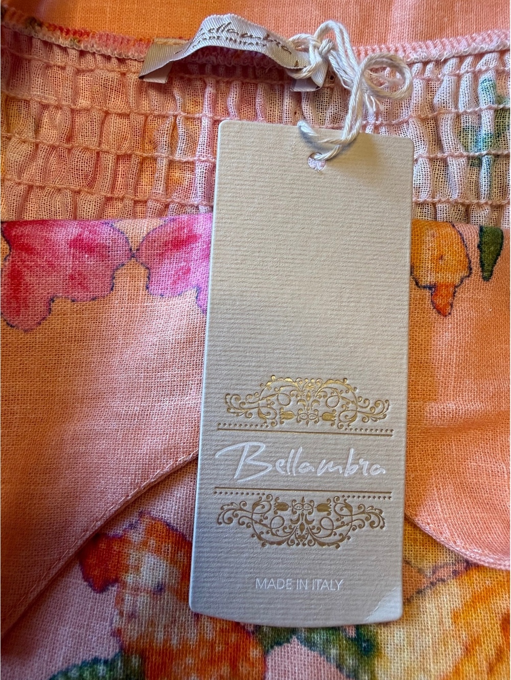 Bellambra Italian Linen Blend Floral Midi Dress Women’s Size M Pink Italy NWT - Picture 5 of 8